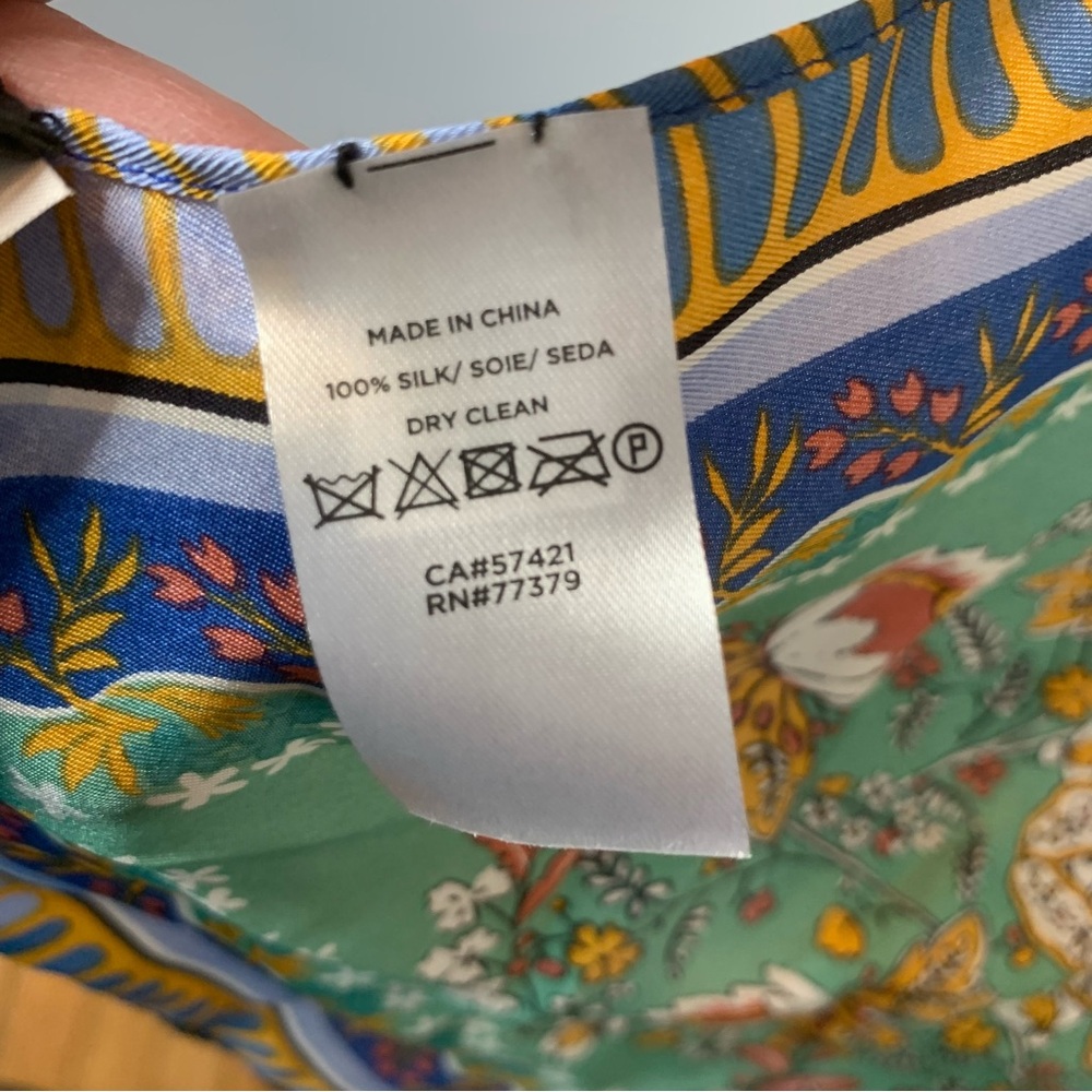 Ann Taylor Silk Scarf with Floral Design in Blue and Green - Picture 8 of 8